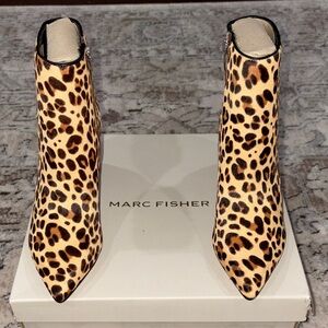 Marc Fisher Leopard-Print Pointed Ankle Booties - Brown, Tan & Black